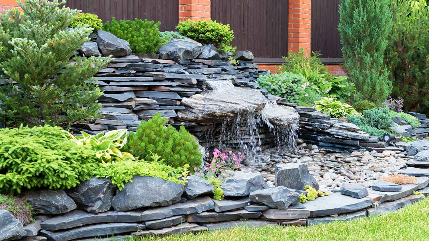 Waterfall in backyard
