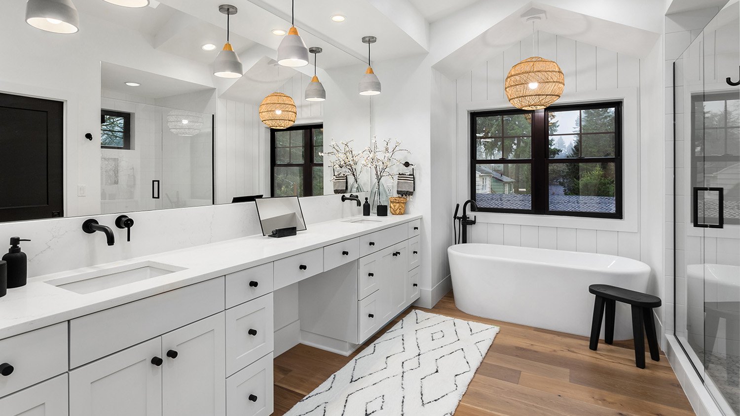 luxury white and black bathroom