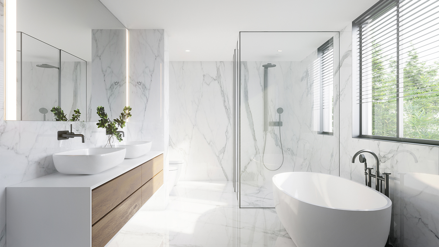 modern white marble bathroom