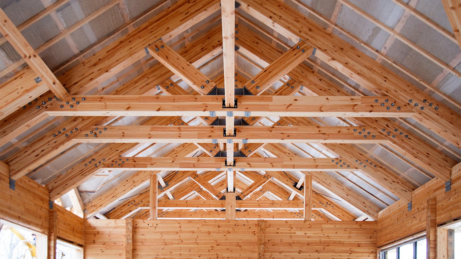 wood beams roof construction