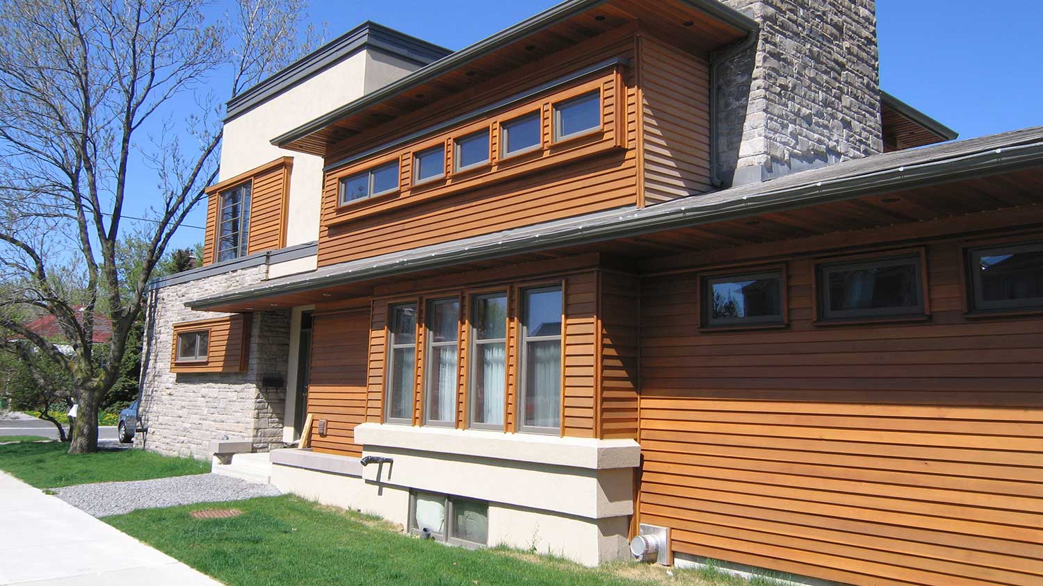 Modern house with cedar siding