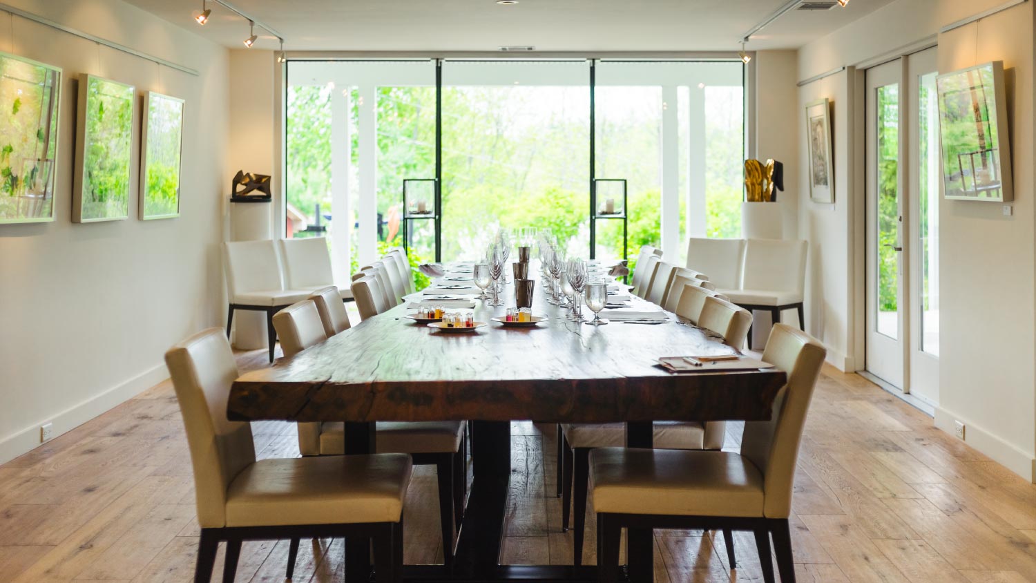 A wooden dining table